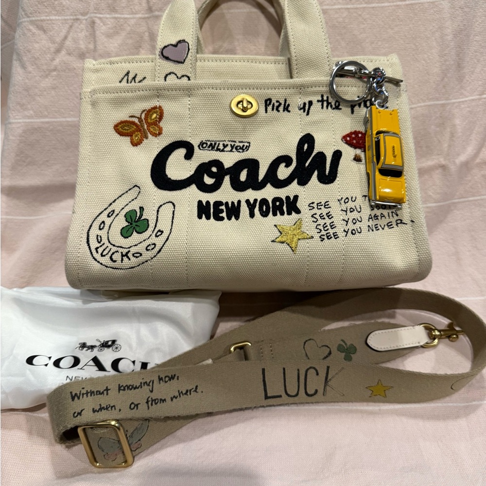 Coach Cargo Tote Bag 26 With Sketch Print and Taxi Bag Charm
